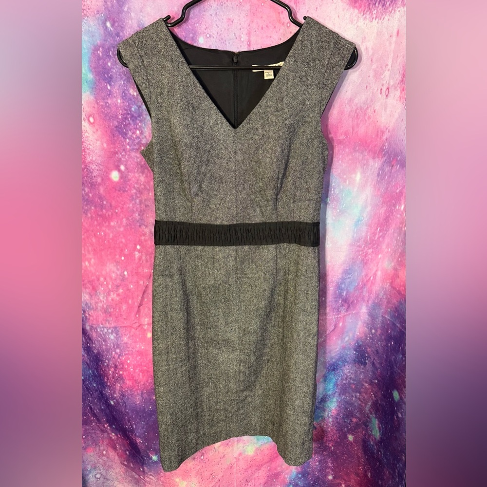 Banana Republic Gray and Black Midi Dress